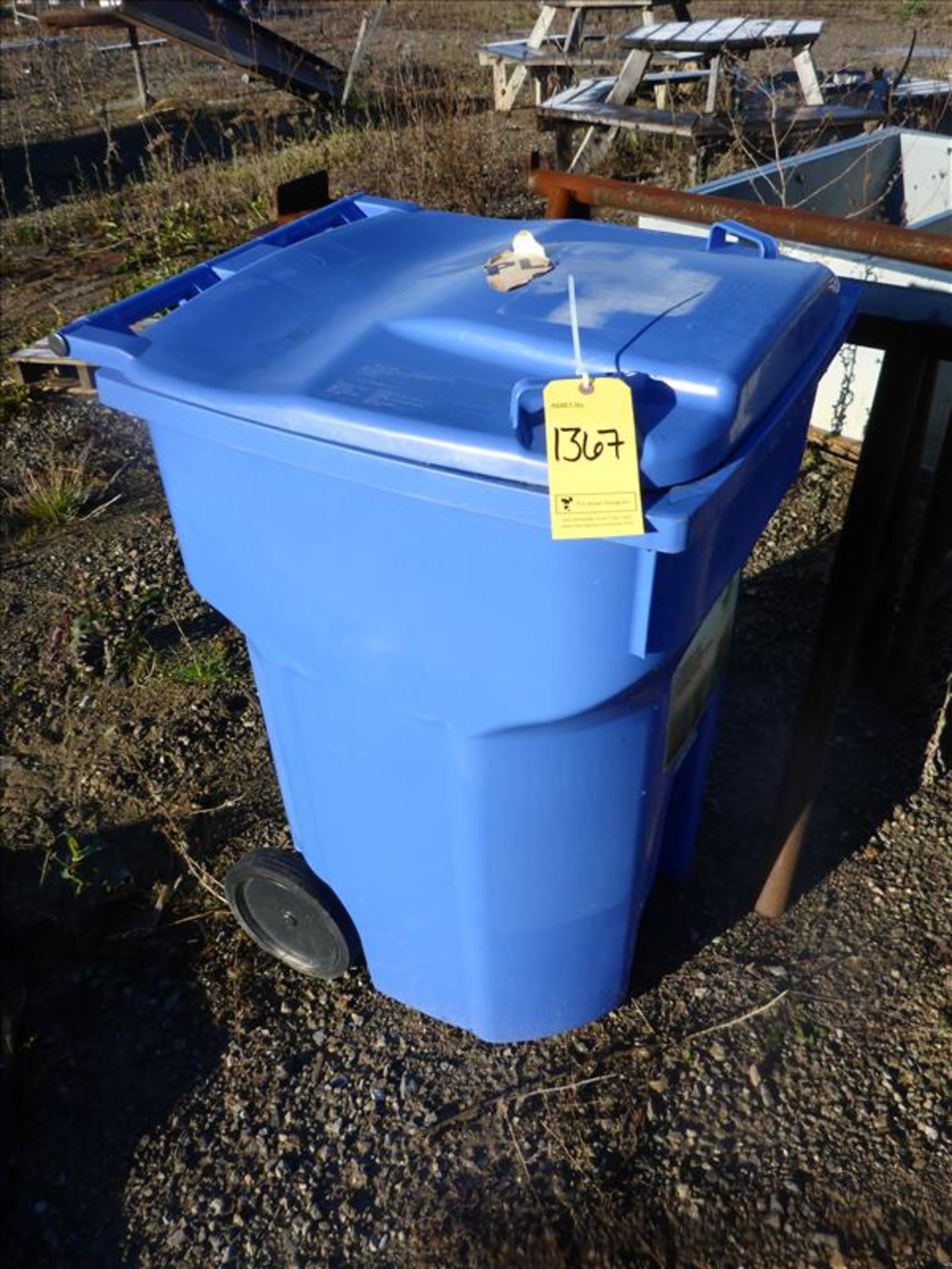 (2) plastic trash bins on wheels (Tag No. 1367)