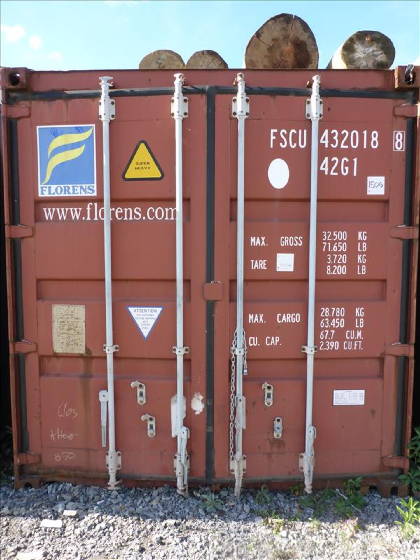 shipping container, approx. 39 ft. L, (I.D. plate unclear) (Tag No. 1506) (removal restrictions