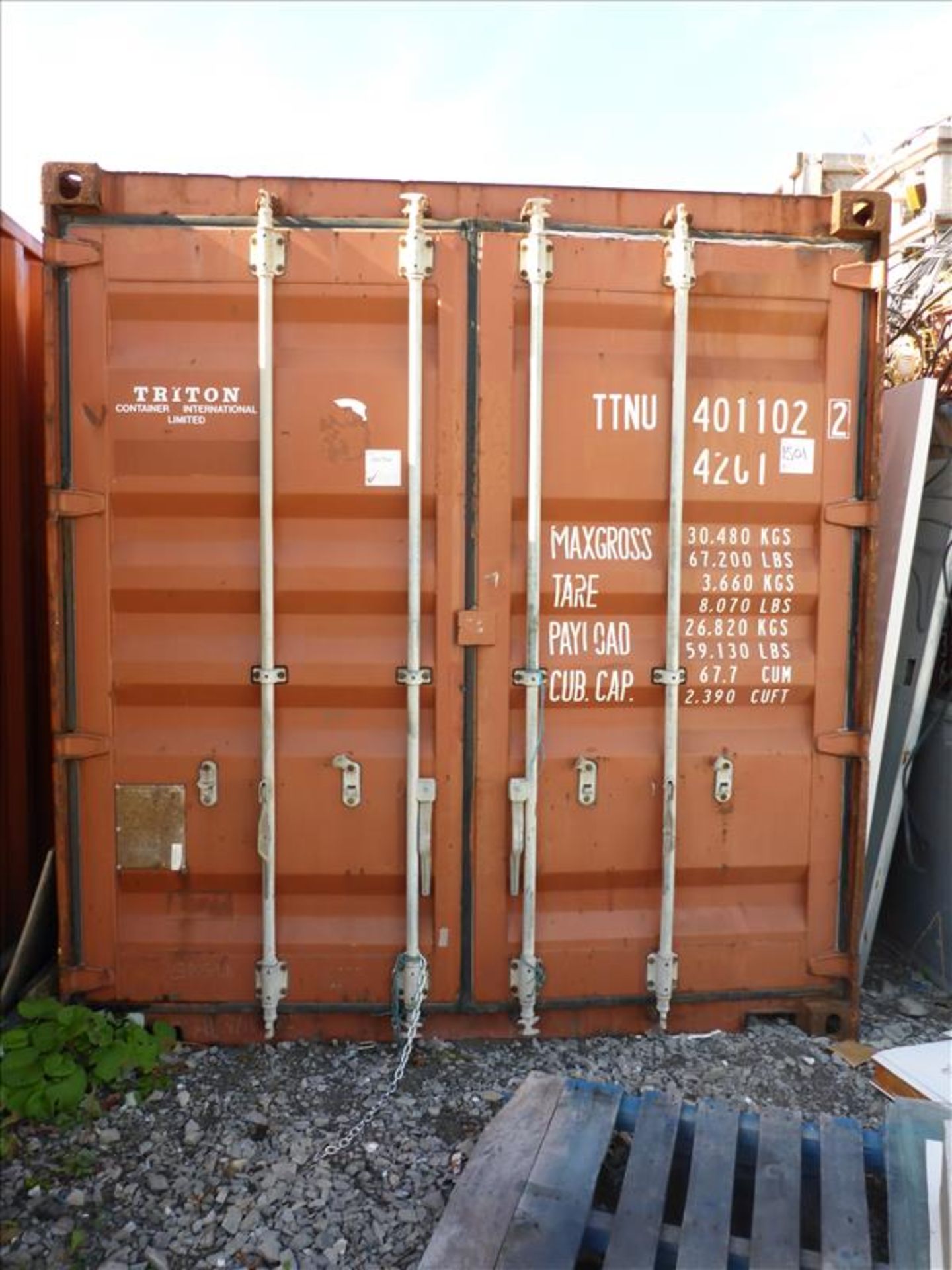 shipping container, approx. 39 ft. L, partial mfr. no. 766 (Tag No. 1501) (removal restrictions