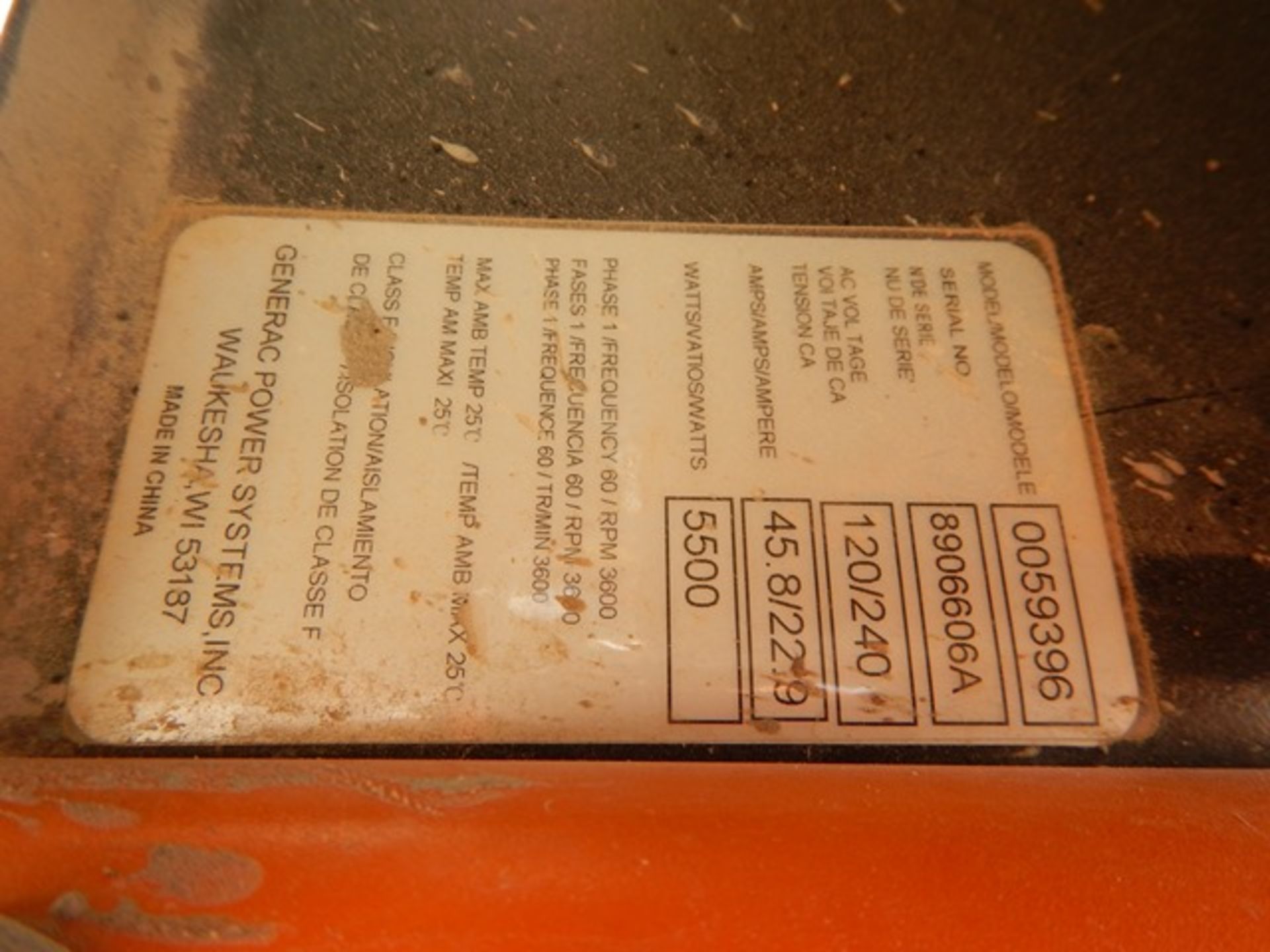 GENERAC GP5500 GAS GENERATOR, QTY OF FASTENERS, GRINDER PADS - Image 2 of 2