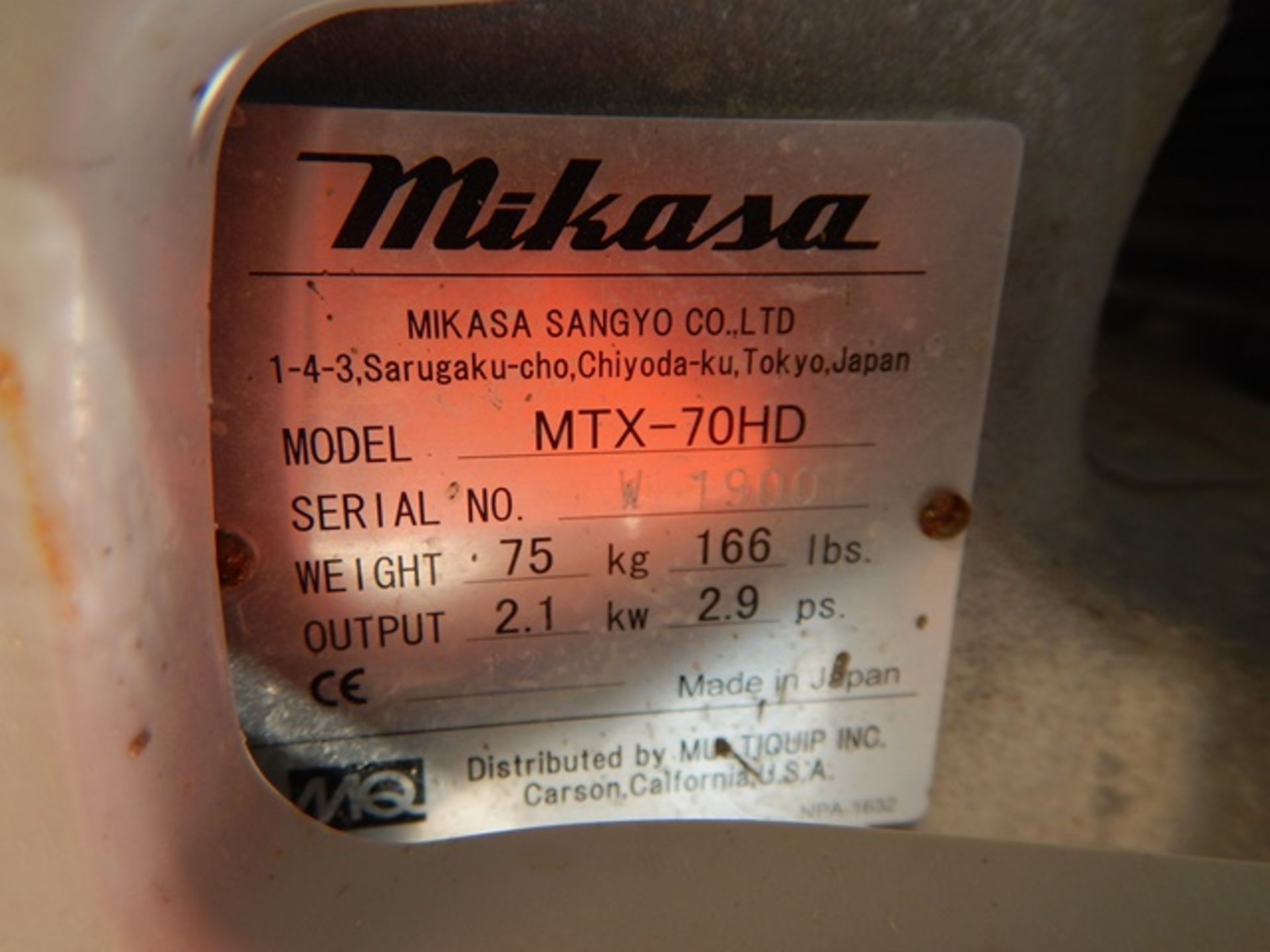 MIKASA Model MTX-70HD JUMP JACK - Image 2 of 2