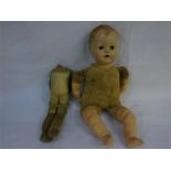 Vintage doll together with an antique leather dolls body