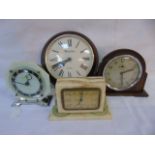 4 Various clocks to include an onyx example and an Art Deco bedroom clock