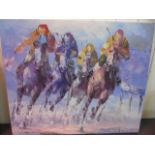 Oil on canvas of race horses