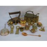 Box of brass and metal items