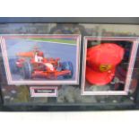 Cased Kimi Raikkonen signed Ferrari hat with photograph and certificate