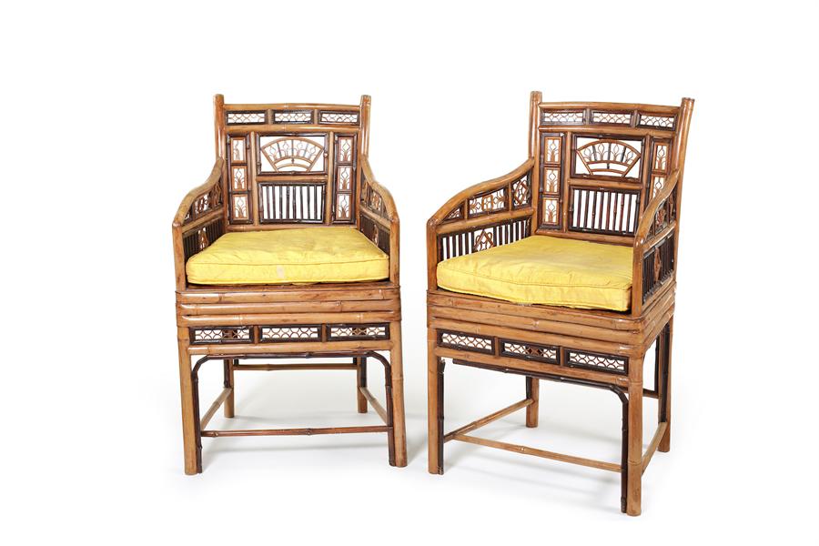 A pair of Regency bamboo open armchairs, in the Brighton Pavilion taste. - Image 2 of 2