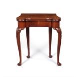 A small George II carved mahogany card table,  in the manner of James Fordham.