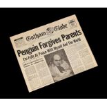 BATMAN RETURNS (1992) - Gotham Globe "Penguin Forgives Parents" Newspaper A Gotham Globe newspaper