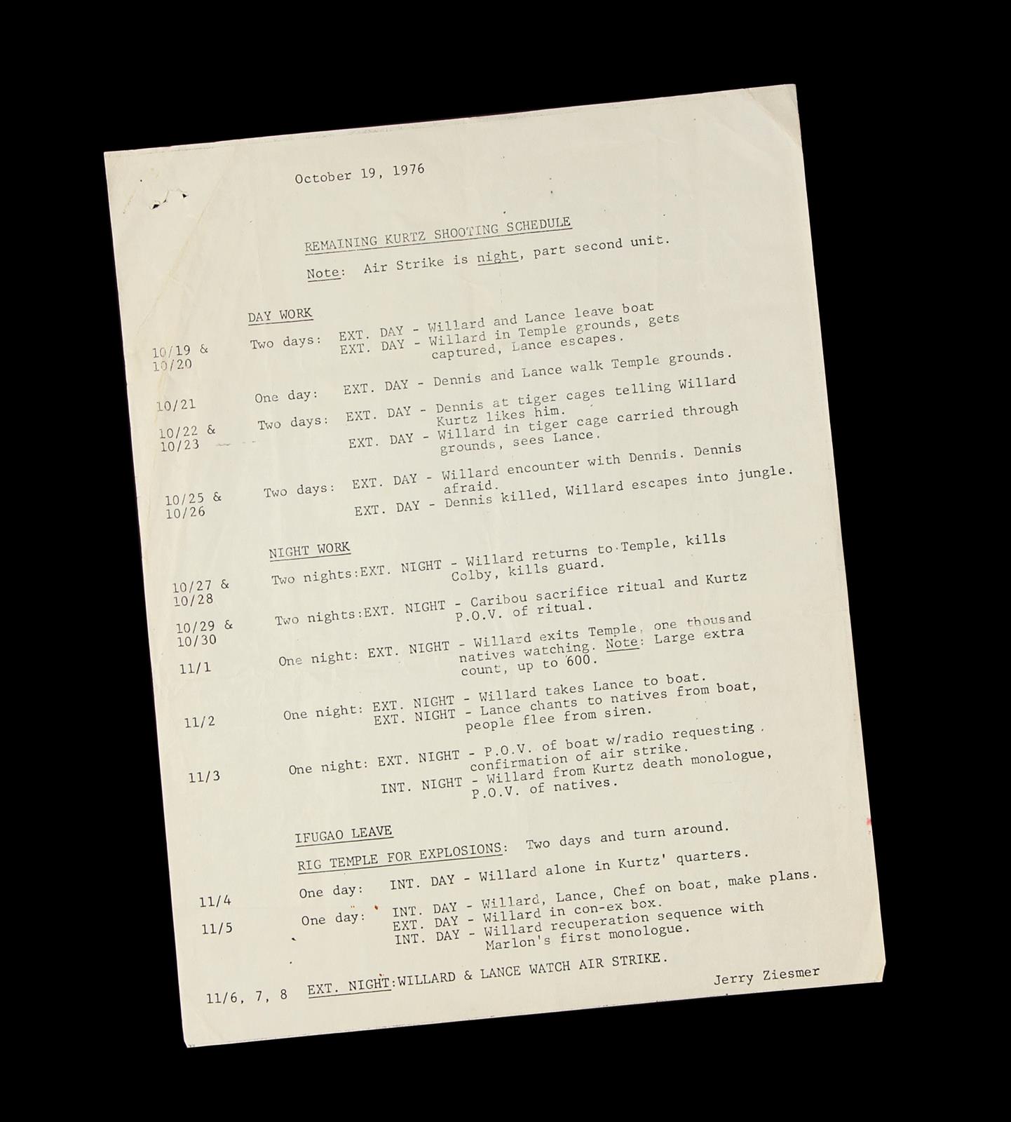 APOCALYPSE NOW (1979) - Colonel Kurtz (Marlon Brando) Magazine Cover, Script Pages and Shooting - Image 5 of 10