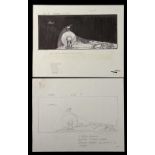 STAR WARS - EP V - THE EMPIRE STRIKES BACK (1980) - Hand-Drawn Storyboards – CE 4 Pair Two hand-