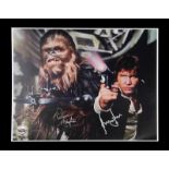 STAR WARS - EP IV - A NEW HOPE (1977) - Harrison Ford and Peter Mayhew Autographed Photograph An