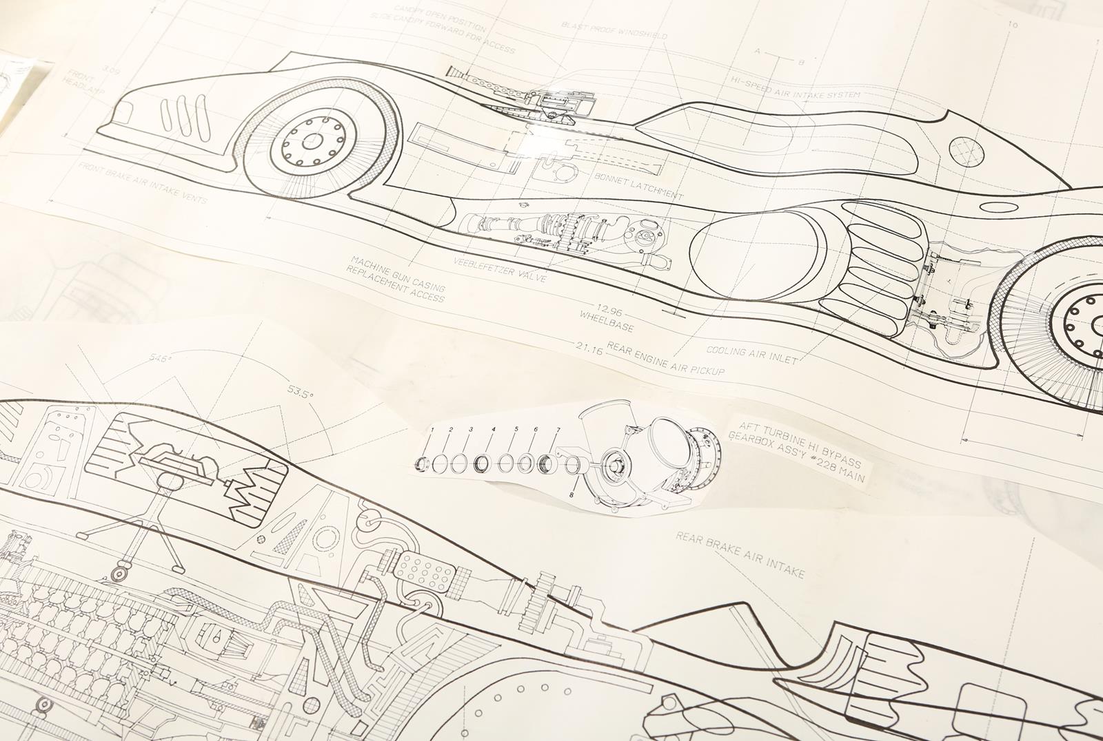 BATMAN RETURNS (1992) - Batmobile Printed Drafting A collection of Batmobile printed drafting made - Image 3 of 11