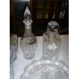 A group of glass and crystal ware, including a Webb Corbett crystal decanter, fruit bowls, vases,