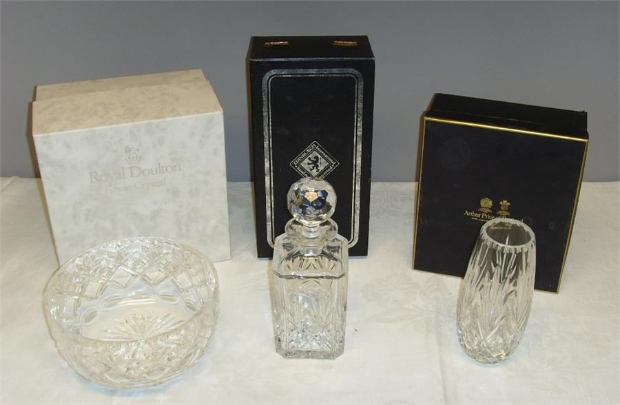 A Royal Doulton Crystal bowl, an Arthur Price of England vase and Edinburgh Crystal decanter, all - Image 2 of 2