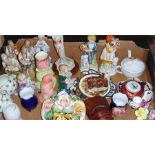 A quantity of ceramic figures including four Japanese figurines, Alfretto by Maruri, trinket boxes