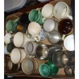 A quantity of ceramic tankards and German Steins by various makers.  (1 box)