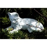 A Stizendorf porcelain model of a kitten playing with a ball, white glazed, bearing mark to the