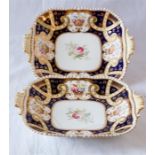 A pair of T.Goode & Co., London Coalport dishes, with cobalt blue ground, painted with floral