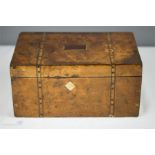 A 19th century burr walnut work box with mother of