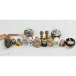 A group of seven Chinese porcelain thimbles in the form of animals and figures, together with a