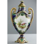 A Royal Crown Derby vase and cover, painted by C.H