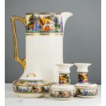 A set of ceramics: jug and bowl and dressing table set.