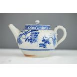 A 19th century blue and white porcelain tea pot.