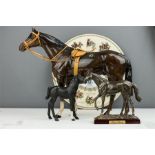 A Beswick racehorse, no.10, together with a model of racehorse Red Rum, and an Aynsley commemorative