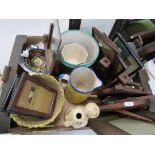 A quantity of miscellaneous ceramics including jars and w quantity of frames dating from 1950.