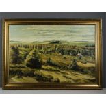 G.M. Scott. (20th century): Viaduct in landscape, oil on canvas, signed lower right, 60 by 90cm.