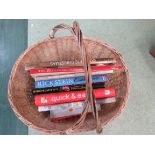 A basket of cookery books.