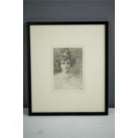 C. Welby Smith (20th Century): portrait of young girl, pencil sketch, 14 by 9cm.