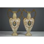 A pair of Athene Border W Adams & Co Tunstall vases, no 612418