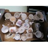 A box of assorted Royal Commemorative china to include tea pot, plates, mugs etc.
