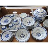 A blue and white Chinese tea service.