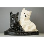 A 'Black and White Scotch Whisky Scottie dogs Brentleigh ware advertising display.