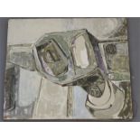 W. Brian Hinton (20th century): Heavy Form, abstract oil on canvas, 64 by 76cm.