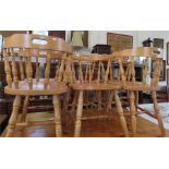 A set of six beech smokers bow kitchen chairs, spi