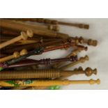 A quantity of turned treen lace makers bobbins wit