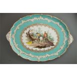 A Meissen oval platter, incised C 177A to the base, depicting huntsmen within a border or raised