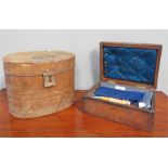 A Victorian mahogany box, together with a tin hat box. (2)