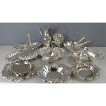 A quantity of silver plateware including WW H & Co jug, embossed serving spoons, bon bon dishes,