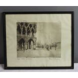 An etching by H.Eilenachitz, Doges Palace in Venice, a group of five 19th century lithographs: