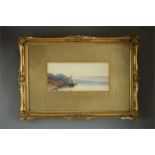 H. Dawson (20th century): watercolour, yachts on a lake, signed.