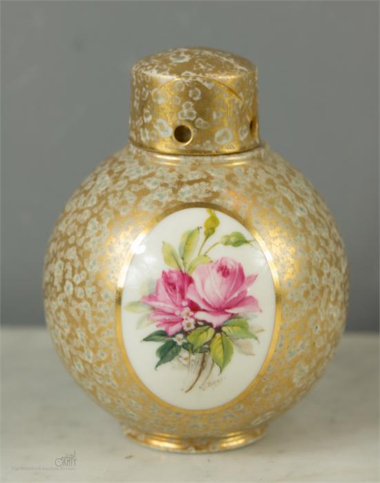 A Royal Worcester jar and cover the globular body painted with floral group by R.J. Bray, with