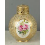 A Royal Worcester jar and cover the globular body painted with floral group by R.J. Bray, with