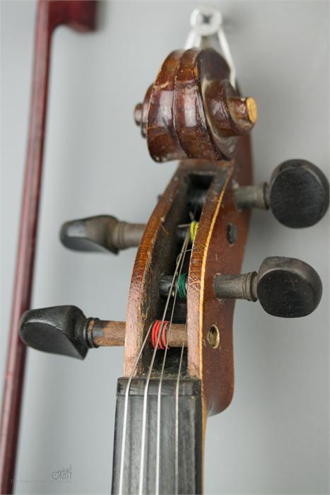 A full size violin bearing label inside, with bow and case. - Image 3 of 8