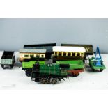 Hornby: a Type 20 Hornby Meccano locomotive 60985 in green, Hornby Meccano 3435 wagon in green,