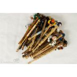 A quantity of turned treen lace makers bobbins wit